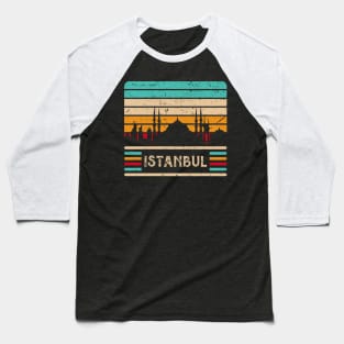 Istanbul Vintage Skyline Sultan Mosque Turkey Baseball T-Shirt